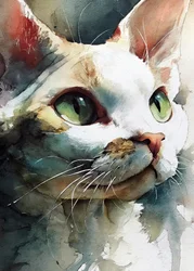Aquarell Grünäugige Katze