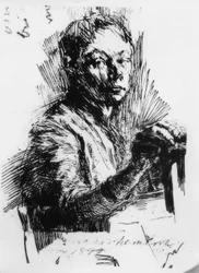 Käthe Kollwitz, Selbstbildnis, zeichnend