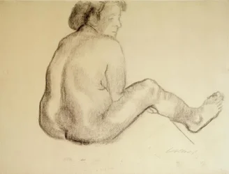 Käthe Kollwitz, Sitzender weiblicher Rückenakt nach rechts