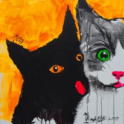 Buntes Katzenduo
