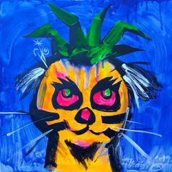Bunte Ananas-Katze