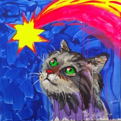 Neugierige Katze beim Sternegucken