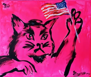 Rosa Katze Amerikanische Flagge