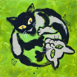 Verspielte Yin Yang Katzen
