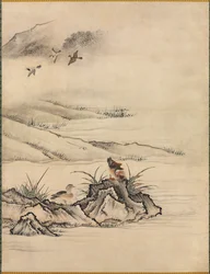 Blumen und Vögel in einer Frühlingslandschaft, 1500er Jahre