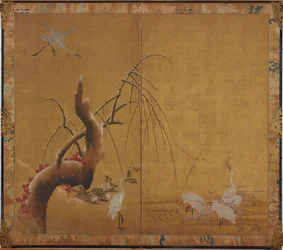 Reiher und alte Weide, Edo-Periode, frühes 17. Jahrhundert