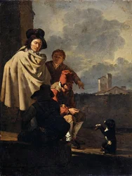 Italiener mit einem Hund