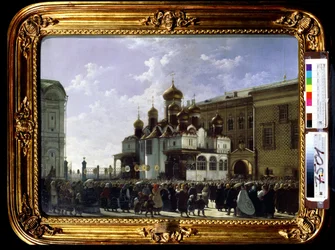 Osterprozession an der Mariä-Verkündigungs-Kathedrale in Moskau