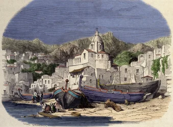 Ansicht von Positano in Italien Ende des 19. Jahrhunderts nach Girardet.