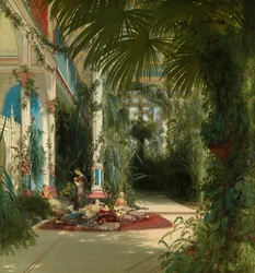 Das Innere des Palmenhauses auf der Pfaueninsel in der Nähe von Potsdam, 1834