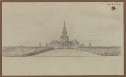 Berlin. Entwurf zu einem Dom als Denkmal für die Befreiungskriege (Befreiungsdom) mit Vierungsturm und Kuppeln über den Kreuzarmen