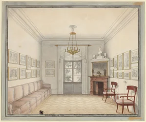 Berlin. Schloss Charlottenburg, Schlosspark, Neuer Pavillon (Schinkel-Pavillon). Ansicht des Weißen Zimmers als Muster für die Gestaltung der Räume im Obergeschoss