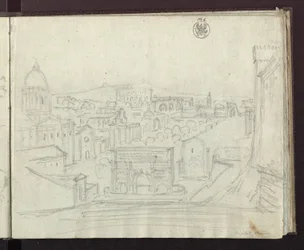 Blick vom Kapitol in Rom nach Osten auf das Forum mit dem Triumphbogen des Septimius Severus