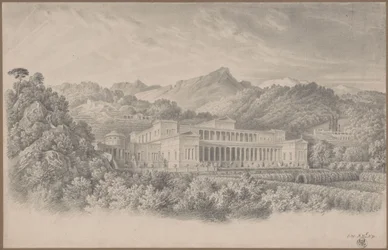 Rekonstruktion der Villa Tusca nach Plinius. Perspektivische Ansicht