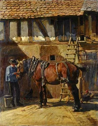Bauer mit Pferd