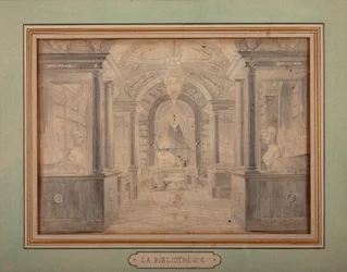 Napoleon bei der Arbeit in der Bibliothek des Schlosses Malmaison, ca. 1806