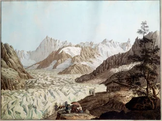 Ansicht des Eismeers des Mont Avert bei Chamonix in den Alpen