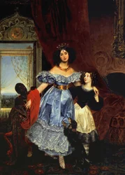 Porträt der Gräfin Julia Samoilowa mit ihrer Stieftochter Amazillia Pacini und einem Schwarzen Jungen, 1832-1834