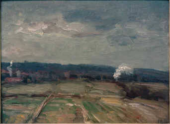 Landschaft mit zwei Rauchwolken
