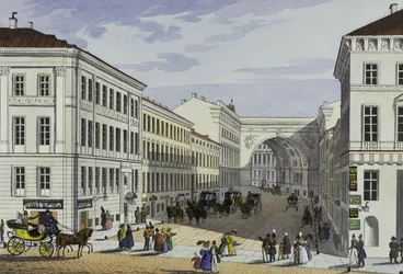 Millionnaya-Straße und Kotomin-Haus in Sankt Petersburg, erste Hälfte des 19. Jahrhunderts