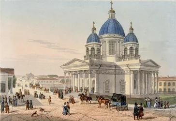 Die Dreifaltigkeitskathedrale des Ismailowsky-Regiments in Sankt Petersburg, 1836