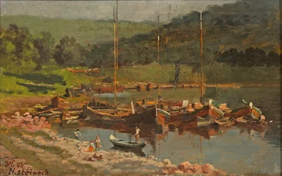 Karl Weysser - Schiffe in Neckarsteinach, 1893