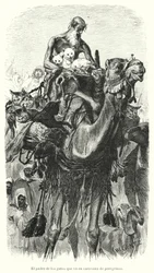 Wächter der Katzen reist mit einer Karawane von Pilgern