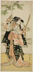 Der Schauspieler Segawa Kikunojo III als Lady Tomoe (Tomoe Gozen) im Stück Yasa Gumbai Miyako no Jindori, aufgeführt im Miyako-Theater im elften Monat, 1793