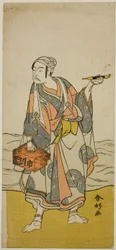 Der Schauspieler Ichikawa Yaozo II als Bootsführer Jirosaku im Stück Oyafune Taiheiki, aufgeführt im Ichimura Theater im elften Monat, 1775