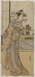 Arashi Murajiro als Kurtisane mit einem Brief, späte 1780er Jahre