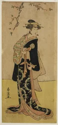 Der Schauspieler Yamashita Mangiku I als Lady Yuya (Yuya Gozen) (?) im Stück Heike Hyobanki (?), aufgeführt im Nakamura-Theater (?) im siebten Monat, 1789 (?)