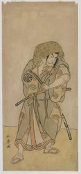 Kabuki-Schauspieler Nakamura Nakazo I als verkleideter Samurai, Edo-Periode, mittlere 1770er Jahre