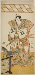 Der Schauspieler Ichikawa Danjuro V als Ashikaga Takauji im Stück Kaeribana Eiyu Taiheiki, aufgeführt im Nakamura Theater im elften Monat, 1779