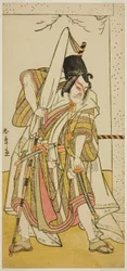 Der Schauspieler Ichikawa Ebizo III als Matsuo-maru im Stück Sugawara Denju Tenarai Kagami, aufgeführt im Ichimura-Theater im siebten Monat, 1776
