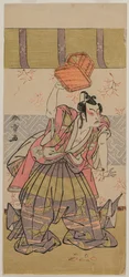Der Schauspieler Ichikawa Raizo als Soga No Goro, Mitte der 1770er Jahre
