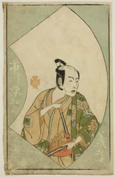 Der Schauspieler Ichikawa Somegoro, aus "Ein Bilderbuch der Bühnenfächer (Ehon butai ogi)"
