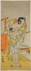 Der Schauspieler Otani Tomoemon I als Kasahari Hokkyo im Stück Kazoe Uta Ta Ue Soga, aufgeführt im Nakamura Theater im ersten Monat, 1776