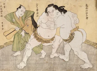 Der Ringkampf zwischen Kimenzan Tanigoro und Edogasaki Gemji