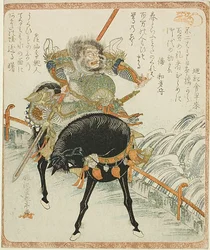 Chohi (Zhang Fei) auf schwarzem Pferd