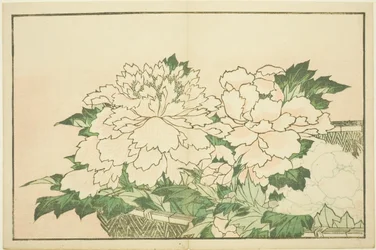 Chrysanthemen in einem Korb, aus Das Bilderbuch der realistischen Gemälde von Hokusai (Hokusai shashin gafu)