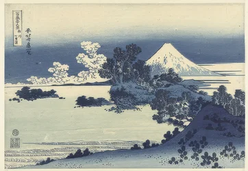 Der Strand von Shichiri-ga-hama in der Provinz Sagami