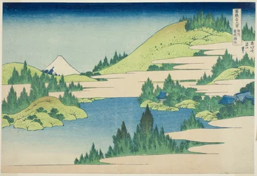 Der Hakone-See in der Provinz Sagami (Soshu Hakone Kosui), aus der Serie "Sechsunddreißig Ansichten des Berges Fuji (Fugaku sanjurokkei)"