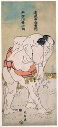 Die Sumo-Ringer Takaneyama Yoichiemon und Sendagawa Kichigoro