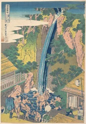 Rōben-Wasserfall bei Ōyama in der Provinz Sagami, aus der Serie Eine Tour zu Wasserfällen in verschiedenen Provinzen