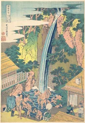 Rōben-Wasserfall bei Ōyama in der Provinz Sagami, aus der Serie Eine Tour zu Wasserfällen in verschiedenen Provinzen