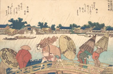 Regen am neuen Yanagi-Brücke, 1806