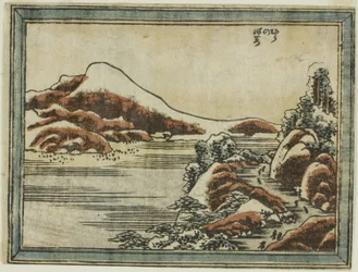 Schnee in der Dämmerung in Hira (Hira no bosetsu), aus der Serie Acht Ansichten von Omi im Ätzstil (Doban Omi hakkei)