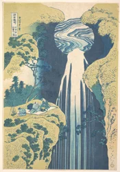 Der Amida-Wasserfall in den fernen Ausläufern der Kisokaidō-Straße (Kisoji no oku Amida-ga-taki), aus der Serie Eine Tour zu Wasserfällen in verschiedenen Provinzen (Shokoku taki meguri)