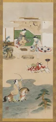 Parodie der Geschichte von Nasu no Yoichi, Edo-Zeit, 1615-1868