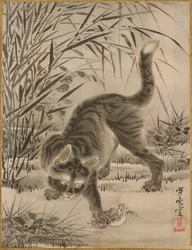 Katze fängt einen Frosch, ca. 1887